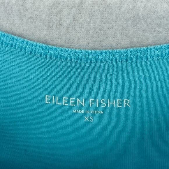 EILEEN FISHER Tank Top XS Cami Organic Cotton Ribbed Jersey Scoop Neck Blue - Picture 5 of 12